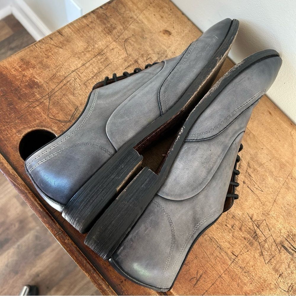 John Varvatos Blue Gray Oxford Derby Leather Formal Dress Shoes Men's 13 - Picture 8 of 11